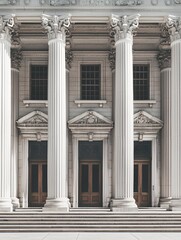 Fototapeta premium A majestic building with towering pillars and an impressive entrance symbolizes justice and power.