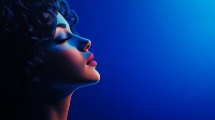 Serene Portrait of a Dreamy Young Woman in Blue, showcasing beauty, peace, tranquility, mystery, and inspiration.