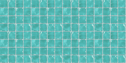Fototapeta premium a seamless pattern of perfectly square, glossy teal tiles with white grout