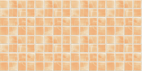 Fototapeta premium a seamless pattern of perfectly square, glossy soft apricot tiles with white grout