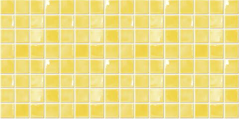 a seamless pattern of perfectly square, glossy yellow tiles with white grout