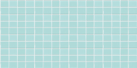 Fototapeta premium a seamless pattern of perfectly square, glossy muted aqua marine tiles with white grout
