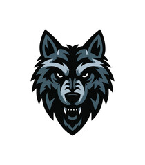 Fototapeta premium Hand drawn wolf head silhouette mascot logo design