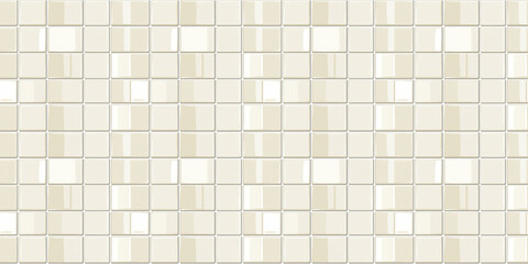 Fototapeta premium a seamless pattern of perfectly square, glossy beige tiles with white grout