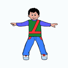 Vector illustration of a boy jumping on the air