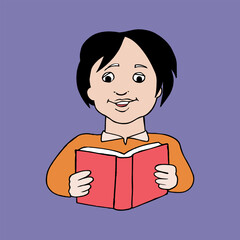 girl reading book Vector illustrations
