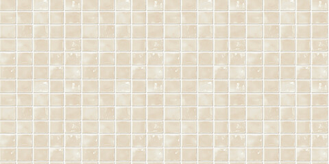 Fototapeta premium a seamless pattern of perfectly square, glossy muted beige tiles with white grout