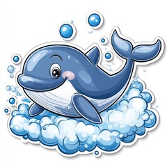 Naklejka premium Smiling Whale Sticker – A Fun Addition to Playful Decor Themes