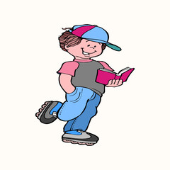 Vector illustration of a student with a reading book