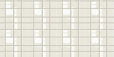 a seamless pattern of perfectly square, glossy biscuit tiles with white grout