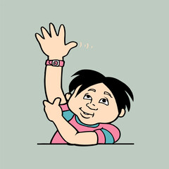 Vector illustration Young kid hand-drawn mascot cartoon character