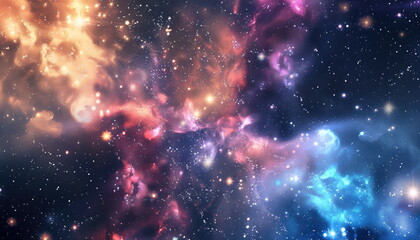 Naklejka premium Cosmic Nebula with Stars and Dust