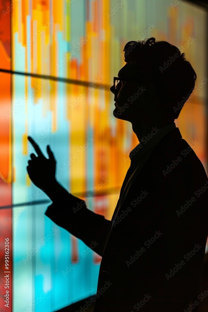 Wall mural Silhouette of marketing data visualization tools.