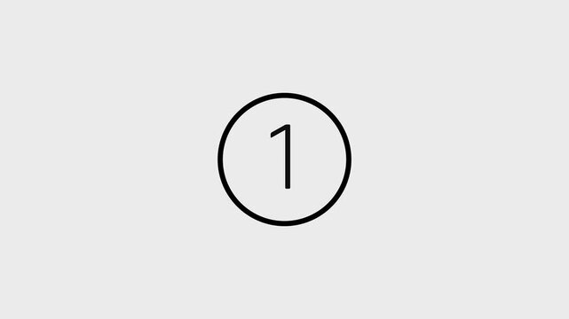 Simple animation showing a 5 times countdown timer on a white background