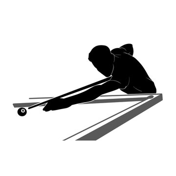 recommend clip art: Silhouette of a Man Playing Billiards Vector Illustration