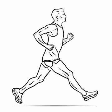 recommend clip art: Outline Drawing of a Man Running in Athletic Gear
