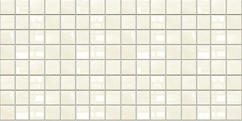 a seamless pattern of perfectly square, glossy vanilla cream tiles with white grout
