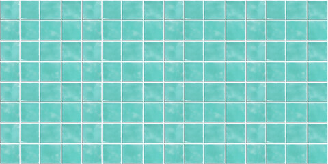 a seamless pattern of perfectly square, glossy aqua tiles with white grout