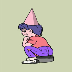 Illustration of a child with a skateboard