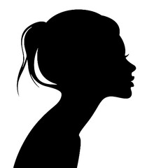 Woman Head Silhouette – Vector Illustration, Transparent Background for Logos and Branding