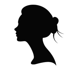 Woman Headshot Silhouette – Vector Illustration with Transparent Background, Ideal for Logo Creation