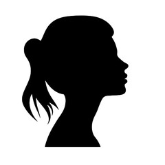 Stylized Woman Headshot Silhouette – Vector Illustration, Transparent Background for Design Projects