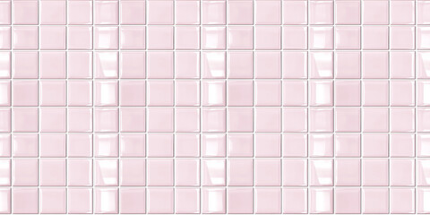 a seamless pattern of perfectly square, glossy pink tiles with white grout in a clean, modern aesthetic