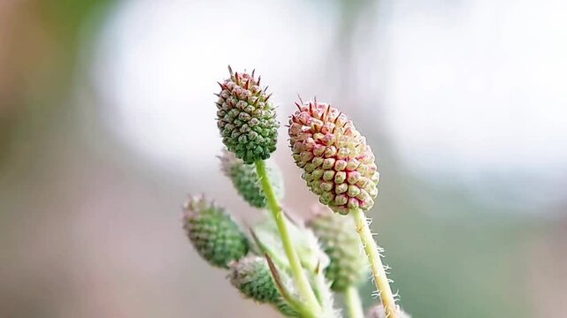 Mimosa pudica fruit, Mimosa pudica A type of plant whose leaves fold inward and droop when touched or shaken. Macro video
