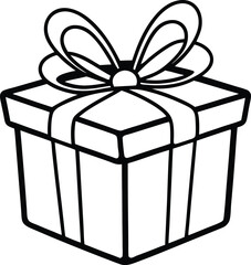 Unique line art drawing Gift box icon, isolated on white background.