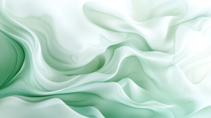 Obraz premium Soft, flowing abstract design in green and white, evoking calm and tranquility.