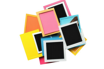 Colorful photo frames on a white background
