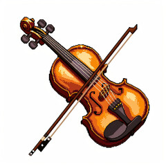 Pixelated game art 16 bit design of a violine on a white background