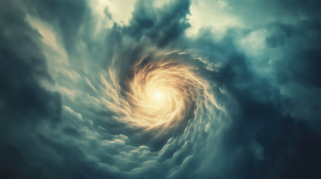 Tornado clouds. Dark sky. 
