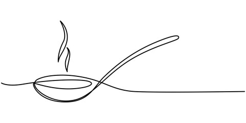 Kitchen ladle one line continuous drawing. Kitchen tools continuous one line illustration. Vector minimalist linear illustration, Hand drawn ladle, Continuous one single line drawing Kitchen ladle