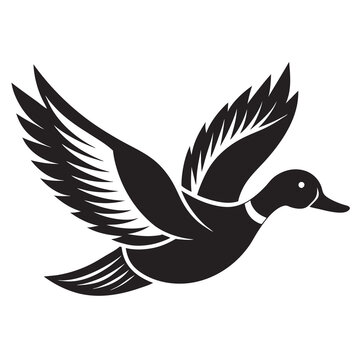 recommend clip art: Flying mallard duck silhouette vector illustration