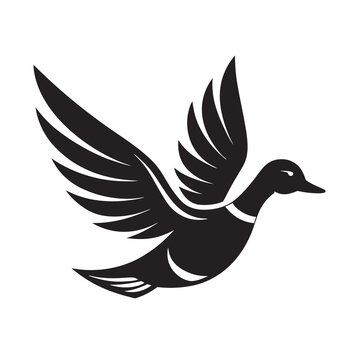 recommend clip art: Flying mallard duck silhouette vector illustration