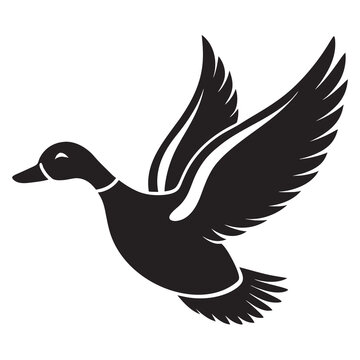 recommend clip art: Flying mallard duck silhouette vector illustration