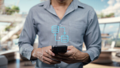 Icon of a data storage symbol featuring stacked server disks, representing cloud storage and digital data management