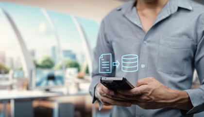 Icon of a data storage symbol featuring stacked server disks, representing cloud storage and digital data management