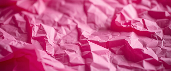 Fototapeta premium A detailed shot of crumpled pink paper as a backdrop with copy space image 