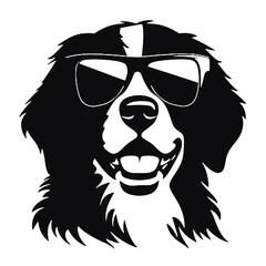 Stylish Bernese Mountain Dog with Sunglasses Silhouette – Transparent Background, Vector, Logo