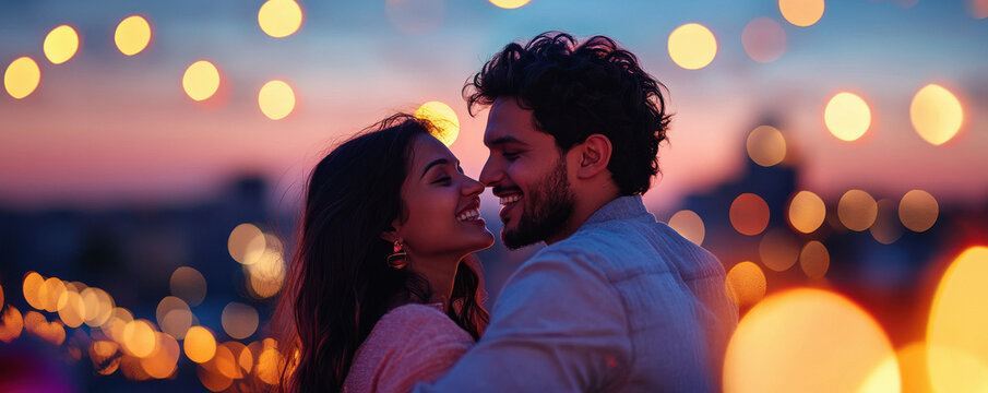 young indian couple hugging to each other