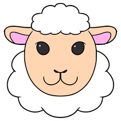 cute sheep face illustration hand drawn isolated vector