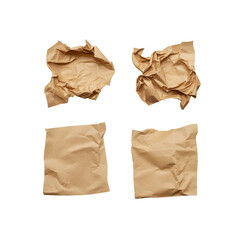 Crumpled Brown Paper Bags Isolated on White Background