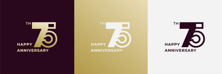 Logo 75th, 75 years anniversary, Creative design template for celebration, birthday, greeting. Editable file