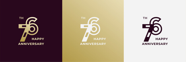 Logo 76th, 76 years anniversary, Creative design template for celebration, birthday and invitation. Editable file
