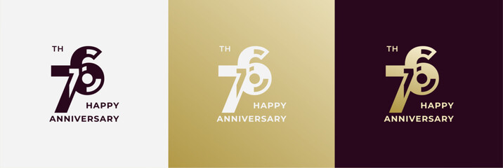Logo 76th, 76 years anniversary, Creative design template for celebration, greeting, birthday and invitation. Editable file