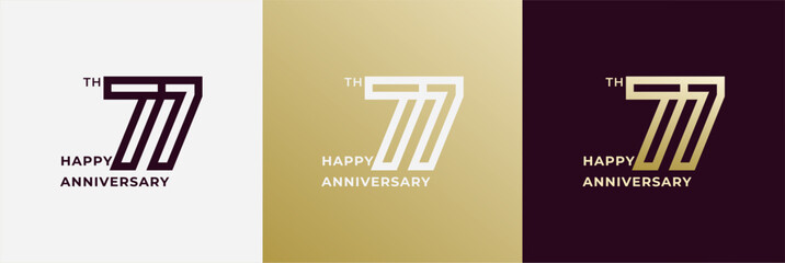 Logo 77th, 77 years anniversary, Creative design template for celebration, greeting and invitation. Editable file