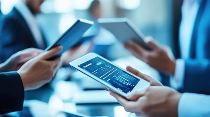 Team Collaboration with Tablets in Modern Office Setting