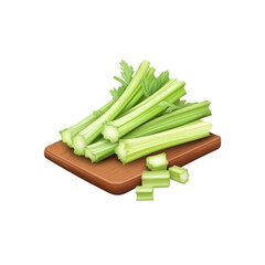 Fresh Celery Stalks on a Cutting Board